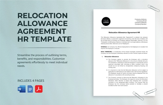 Relocation Allowance Agreement HR Template Relocation Allowance Agreement HR Template