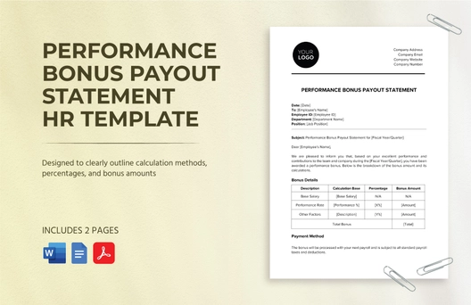 Performance Bonus Payout Statement HR Template Performance Bonus Payout Statement HR Template