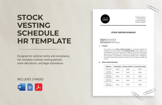 Stock Vesting Schedule HR Template Stock Vesting Schedule HR Template