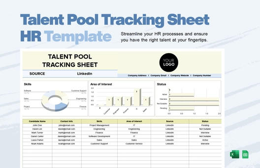 Talent Pool Tracking Sheet HR Template