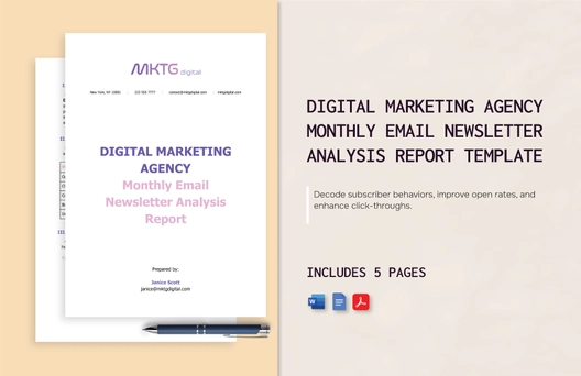 Digital Marketing Agency Monthly Email Newsletter Analysis Report Template