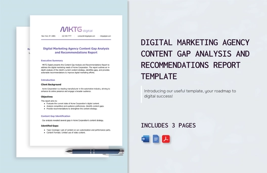 Digital Marketing Agency Content Gap Analysis and Recommendations Report Template