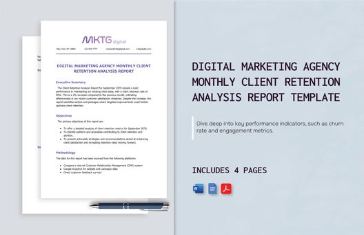 Digital Marketing Agency Monthly Client Retention Analysis Report Template