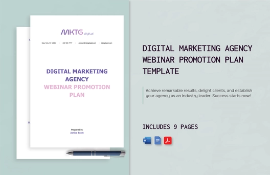 Digital Marketing Agency Webinar Promotion Plan Template