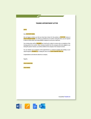 Trainee Appointment Letter