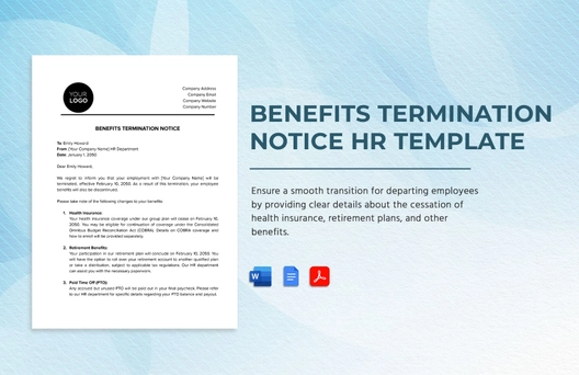Benefits Termination Notice HR Template