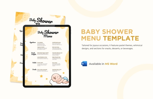Baby Shower Menu Template