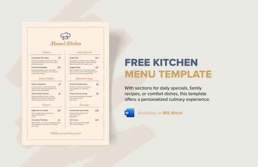 Kitchen Menu Template
