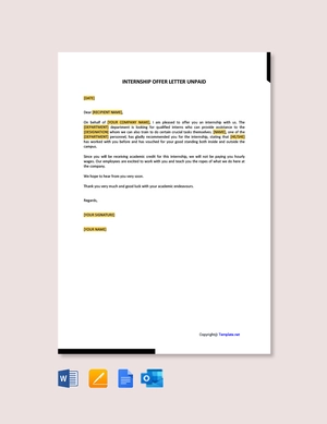 Internship Offer Letter Unpaid
