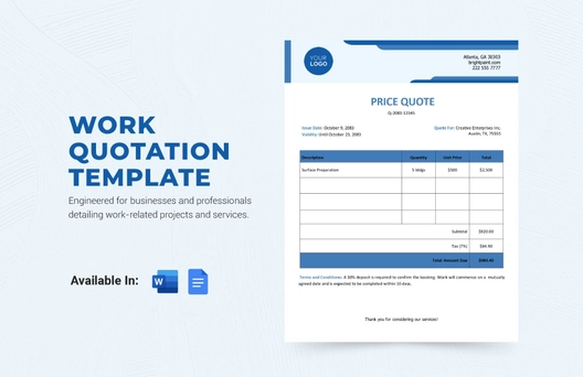 Work Quotation Template