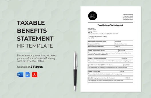 Taxable Benefits Statement HR Template Taxable Benefits Statement HR Template