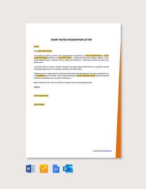 Short Notice Resignation Letter