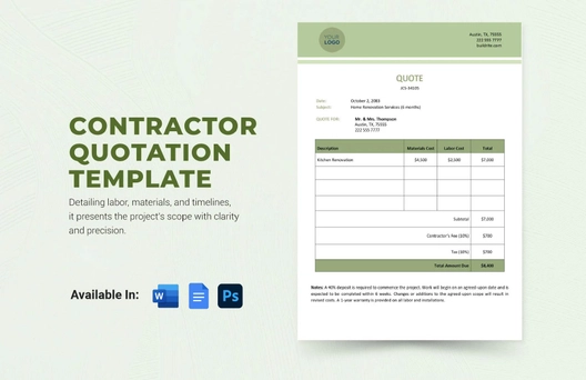 Contractor Quotation Template