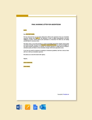 Final Warning Letter For Absenteeism