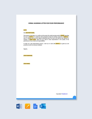Verbal Warning Letter For Poor Performance