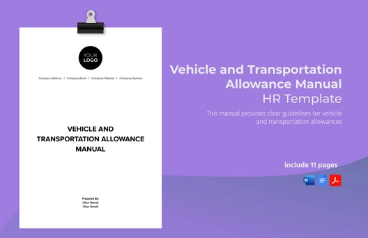 Vehicle and Transportation Allowance Manual HR Template
