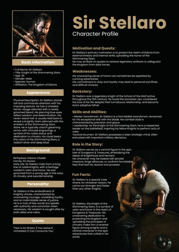 Free Character Profile Template to Edit Online