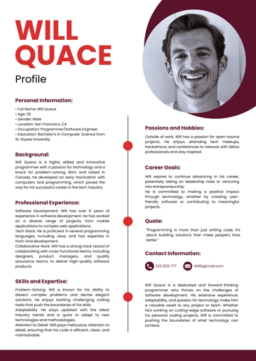Free Personal Profile Template to Edit Online