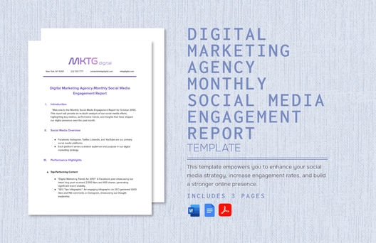 Digital Marketing Agency Monthly Social Media Engagement Report Template