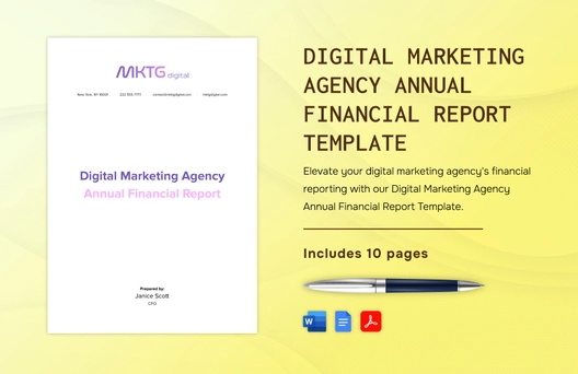 Digital Marketing Agency Annual Financial Report Template