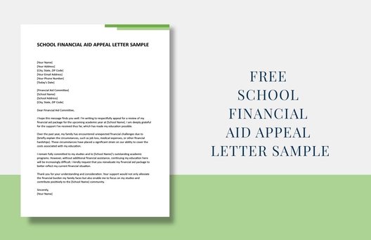 School Financial Aid Appeal Letter Sample