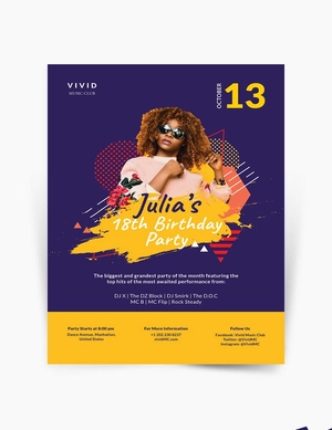 Birthday Club Party Flyer Template