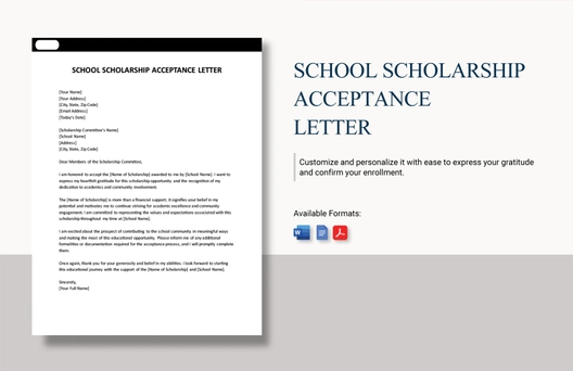 School Scholarship Acceptance Letter