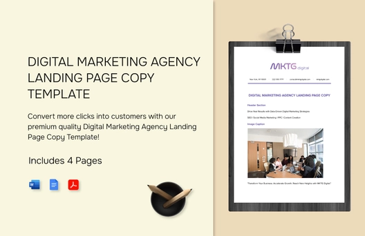 Digital Marketing Agency Landing Page Copy Template