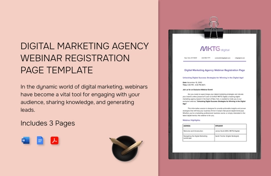 Digital Marketing Agency Webinar Registration Page Template