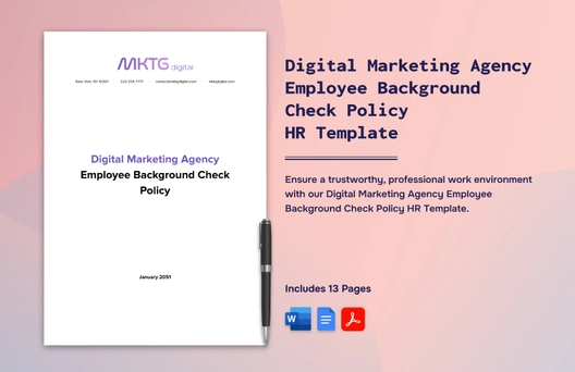 Digital Marketing Agency Employee Background Check Policy HR Template