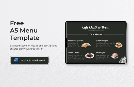 A5 Menu Template