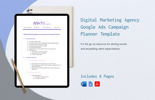 Digital Marketing Agency Google Ads Campaign Planner Template