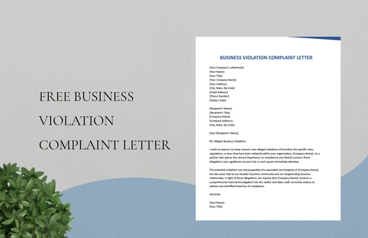 Business Violation Complaint Letter