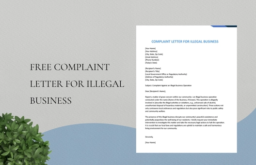 Complaint Letter For Illegal Business