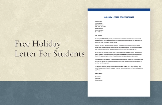 Holiday Letter For Students