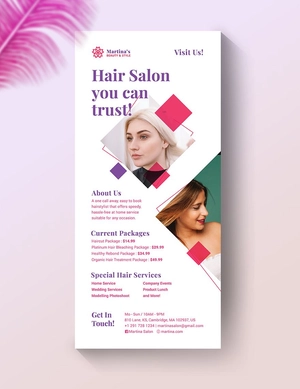 Hair Salon Rack Card Template