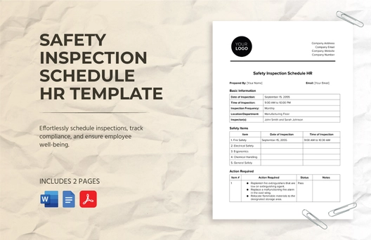 Safety Inspection Schedule HR Template Safety Inspection Schedule HR Template
