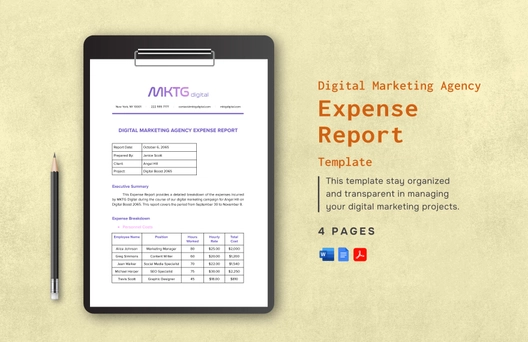 Digital Marketing Agency Expense Report Template
