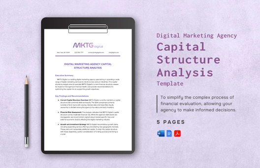 Digital Marketing Agency Capital Structure Analysis Template