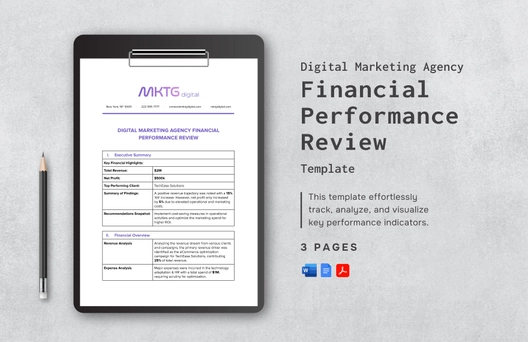 Digital Marketing Agency Financial Performance Review Template