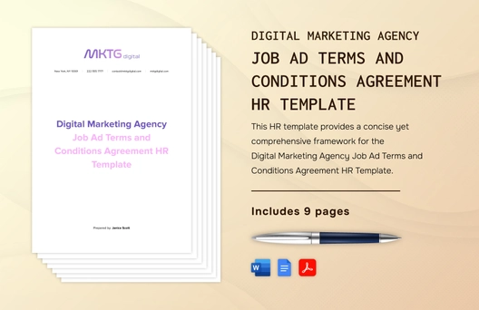 Digital Marketing Agency Job Ad Terms and Conditions Agreement HR Template