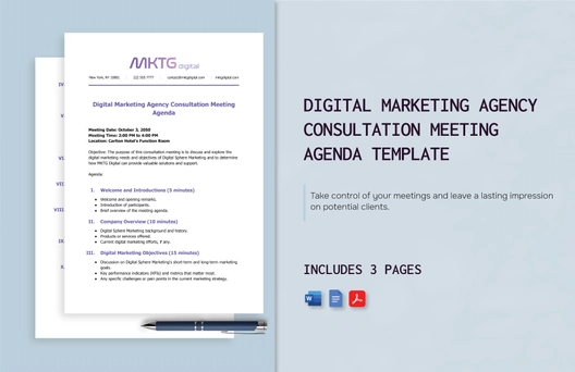 Digital Marketing Agency Consultation Meeting Agenda Template Digital Marketing Agency Consultation Meeting Agenda Template