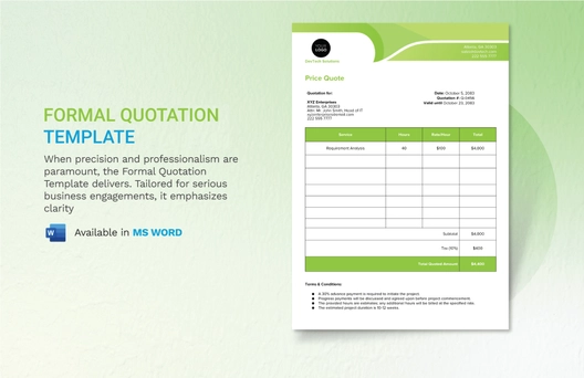 Formal Quotation Template