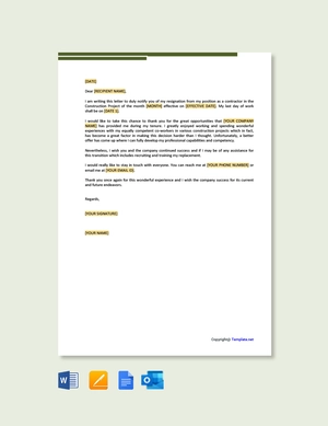 Contractor Resignation Letter