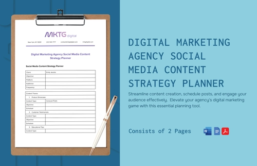 Digital Marketing Agency Social Media Content Strategy Planner Template