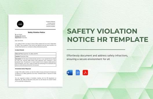 Safety Violation Notice HR Template
