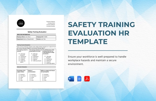 Safety Training Evaluation HR Template