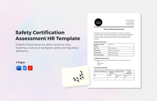 Safety Certification Assessment HR Template Safety Certification Assessment HR Template