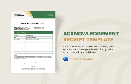 Acknowledgement Receipt Template