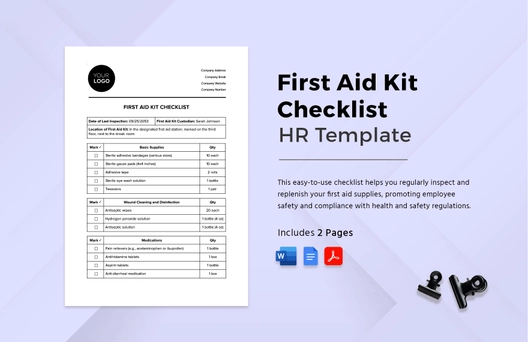 First Aid Kit Checklist HR Template